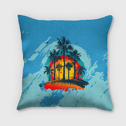 Подушка квадратная Море Пальмы Песок, цвет: 3D-принт