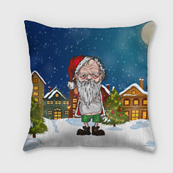 Подушка квадратная Уставший Санта, цвет: 3D-принт