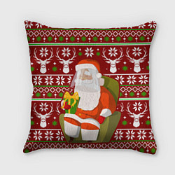 Подушка квадратная Санта с защитным экраном, цвет: 3D-принт