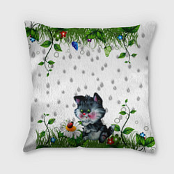 Подушка квадратная Котёнок, цвет: 3D-принт