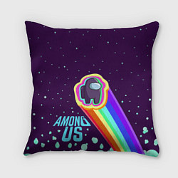 Подушка квадратная AMONG US neon rainbow, цвет: 3D-принт