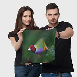 Подушка квадратная Яркая птичка попугай, цвет: 3D-принт — фото 2