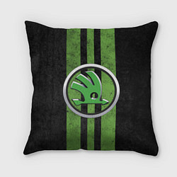 Подушка квадратная Skoda Green Logo Z, цвет: 3D-принт