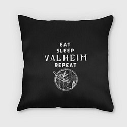 Подушка квадратная Eat Sleep Valheim Repeat, цвет: 3D-принт