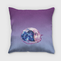 Подушка квадратная Кот звездное небо спит, цвет: 3D-принт