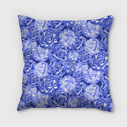 Подушка квадратная Голубые и синие розы, цвет: 3D-принт