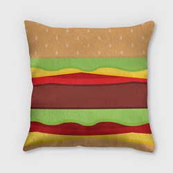 Подушка квадратная Бургер, цвет: 3D-принт