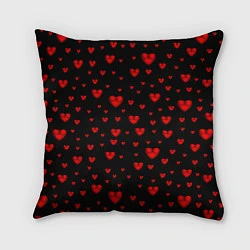 Подушка квадратная Красные сердца, цвет: 3D-принт