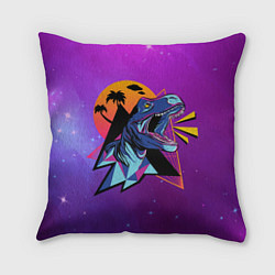 Подушка квадратная Retrowave Neon Dinosaur