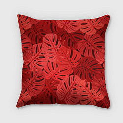 Подушка квадратная Тропические листья Монстера, цвет: 3D-принт