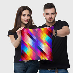 Подушка квадратная Пиксельная радуга, цвет: 3D-принт — фото 2