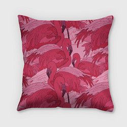 Подушка квадратная Розовые фламинго