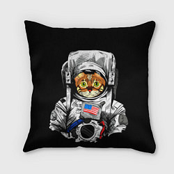 Подушка квадратная Кот Космонавт США, цвет: 3D-принт