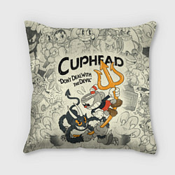 Подушка квадратная Cuphead and Devil, цвет: 3D-принт