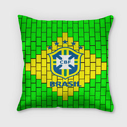 Подушка квадратная Сборная Бразилии, цвет: 3D-принт