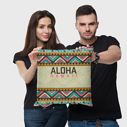 Подушка квадратная АЛОХА ГАВАЙИ, ALOHA, SUMMER, цвет: 3D-принт — фото 2