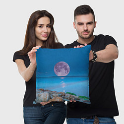 Подушка квадратная Лунный пляж, цвет: 3D-принт — фото 2
