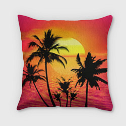 Подушка квадратная Прибрежный закат, цвет: 3D-принт