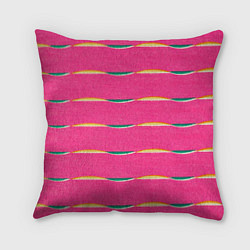 Подушка квадратная Волнистые линии на розовом, цвет: 3D-принт