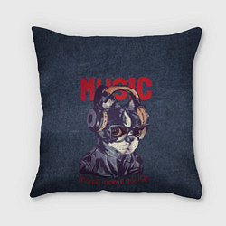 Подушка квадратная Music dog, цвет: 3D-принт