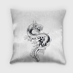 Подушка квадратная Китайский дракон на белом фоне, цвет: 3D-принт