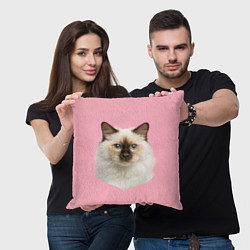 Подушка квадратная Пушистый кот, цвет: 3D-принт — фото 2