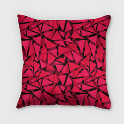 Подушка квадратная Красно-черный полигональный, цвет: 3D-принт