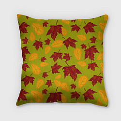 Подушка квадратная Осенние листья клён и дуб, цвет: 3D-принт