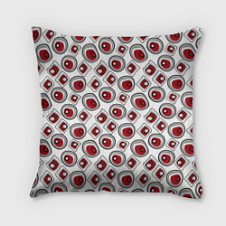 Подушка квадратная Красно черный узор на белом, цвет: 3D-принт