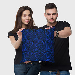 Подушка квадратная Черно-синий геометрический, цвет: 3D-принт — фото 2