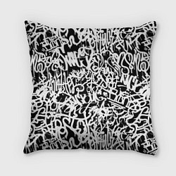 Подушка квадратная Graffiti white on black, цвет: 3D-принт