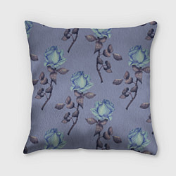 Подушка квадратная Голубые розы, цвет: 3D-принт