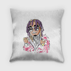 Подушка квадратная Лил памп Lil pump, цвет: 3D-принт