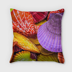 Подушка квадратная Разноцветные ракушки multicolored seashells