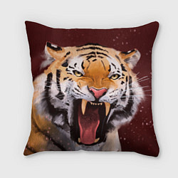 Подушка квадратная Тигр красавчик сердится, цвет: 3D-принт