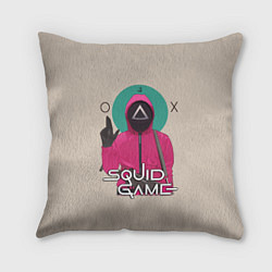 Подушка квадратная Squid game - Игра в кальмара треугольник, цвет: 3D-принт