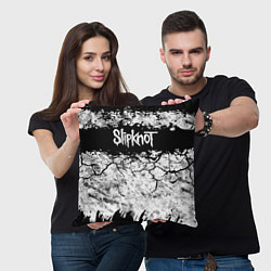 Подушка квадратная Надпись Слипкнот Рок Группа ЧБ Slipknot, цвет: 3D-принт — фото 2