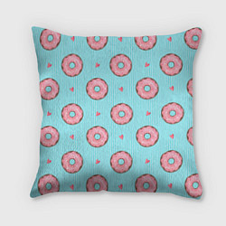 Подушка квадратная Розовые пончики, цвет: 3D-принт