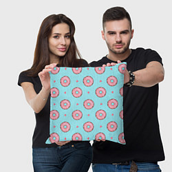 Подушка квадратная Розовые пончики, цвет: 3D-принт — фото 2