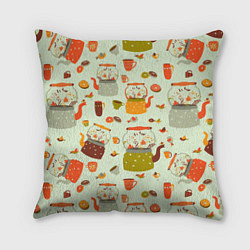 Подушка квадратная Осенние чаепитие, цвет: 3D-принт