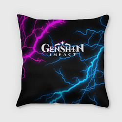 Подушка квадратная GENSHIN IMPACT NEON FLASH НЕОНОВЫЕ РАЗРЯДЫ МОЛНИЙ