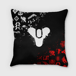 Подушка квадратная DESTINY 2 RED & WHITE PATTERN LOGO