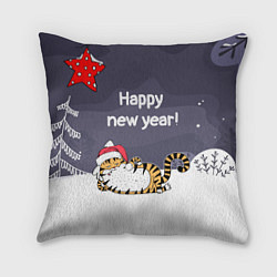 Подушка квадратная Happy New Year 2022 Тигр, цвет: 3D-принт