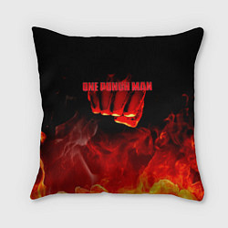 Подушка квадратная Кулак One Punch-Man в огне, цвет: 3D-принт