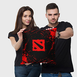 Подушка квадратная DOTA 2 БРЫЗГИ КРАСОК ДОТА 2 ЛОГО, цвет: 3D-принт — фото 2