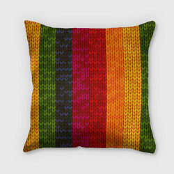 Подушка квадратная Вязаная радуга, цвет: 3D-принт