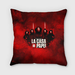 Подушка квадратная БУМАЖНЫЙ ДОМ - LA CASA DE PAPEL - BELLA CIAO, цвет: 3D-принт