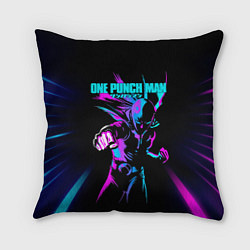 Подушка квадратная Неоновый Сайтама One Punch-Man, цвет: 3D-принт