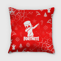 Подушка квадратная Fortnite - Marshmello новогодний, цвет: 3D-принт