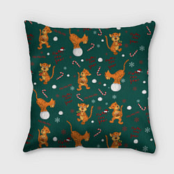 Подушка квадратная Тигр и рождество, цвет: 3D-принт